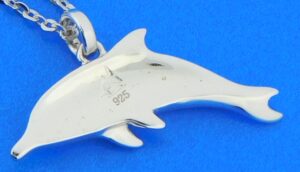 sterling silver dolphin koa wood pendant