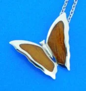 sterling silver butterfly kpa wood pendant