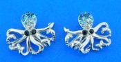 sterling silver octopus crystal earrings