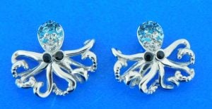 sterling silver octopus crystal earrings