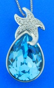 sterling silver swarovski crystal starfish pendant