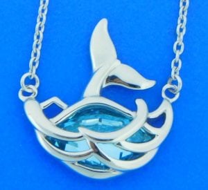 whale tail pendant sterling silver & Swarovski