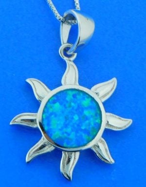 sterling silver & opal sun pendant