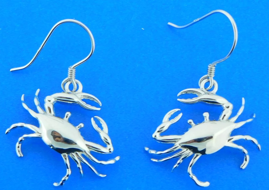 Crab Earrings, Sterling Silver 1 sterling silver crab earrings