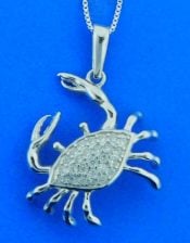 sterling silver crab pendant with clear czs