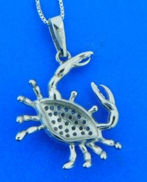 sterling silver crab pendant with clear czs