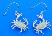 sterling silver cz crab earrings