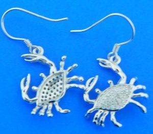 sterling silver cz crab earrings