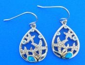 sterling silver starfish teardrop earrings