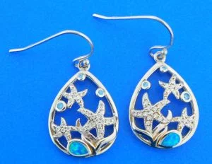 sterling silver starfish teardrop earrings