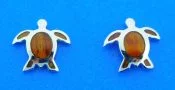 sterling silver and koa wood sea turtle earrings