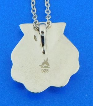 sterling silver and koa wood scallop shell pendant