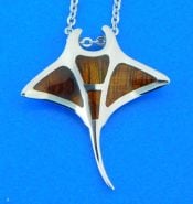 sterling silver and koa wood manta ray pendant
