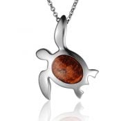 sterling silver honu sea turtle koa wood pendant