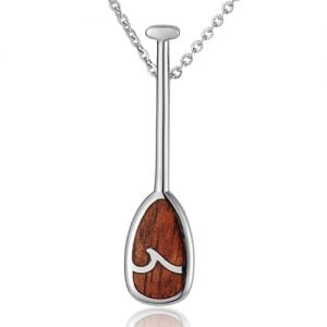 sterling silver paddle koa wood pendant
