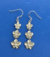 Alamea Plumeria Dangle Earrings, Sterling Silver 2-Tone