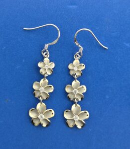 Alamea Plumeria Dangle Earrings, Sterling Silver 2-Tone