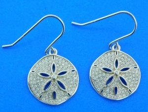 sterling silver sand dollar cz earrings