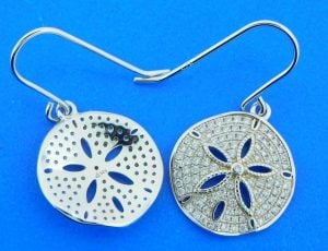 sterling silver sand dollar cz earrings