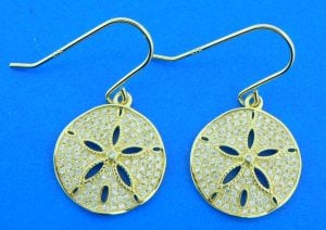 sterling silver gold plated sand dollar cz earrings