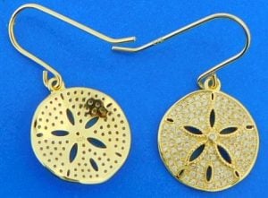 sterling silver gold plated sand dollar cz earrings
