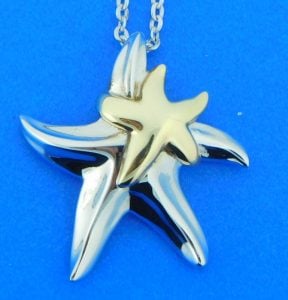 sterling silver and 14k gold starfish