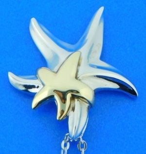 sterling silver and 14k gold starfish