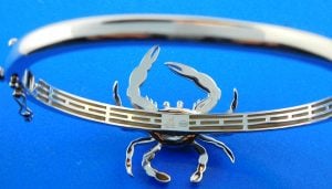 sterling silver blue crab larimar bangle bracelet