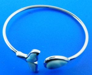 sterling silver and larimar whale tail bracelet