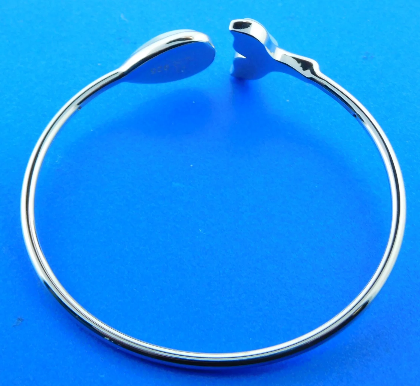 Alamea Whale Tail Bangle Bracelet, Sterling Silver & Larimar 2 sterling silver and larimar whale tail bracelet
