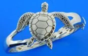 sterling silver sea turtle bangle bracelet