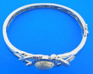 sterling silver sea turtle bangle bracelet