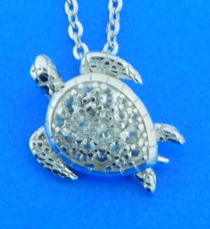 sterling silver sea turtle cz pendant