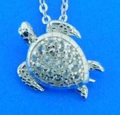 sterling silver sea turtle cz pendant