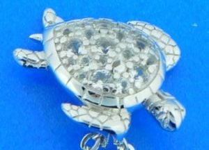 sterling silver sea turtle cz pendant
