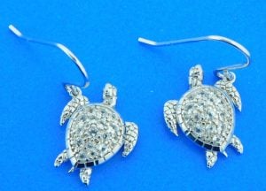 sterling silver sea turtle cz earrings