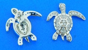 sterling silver sea turtle cz earrings