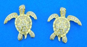 sterling silver sea turtle earrings 14k gold plate