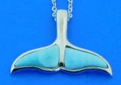 sterling silver whale tail larimar pendant