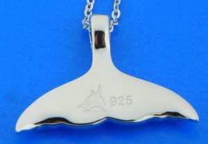 sterling silver whale tail larimar pendant