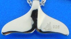 sterling silver and larimar whale tail pendant