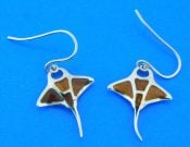 sterling silver manta ray koa wood earrings