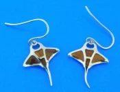 sterling silver manta ray koa wood earrings