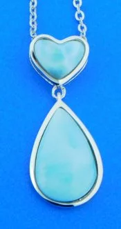 sterling silver heart teardrop larimar pendant