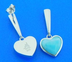 sterling silver larimar heart earrings