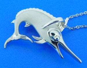 sterling silver 3-d marlin pendant