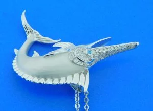 sterling silver 3-d marlin pendant