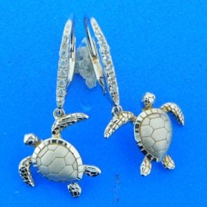 sterling silve sea turtle lever back earrings