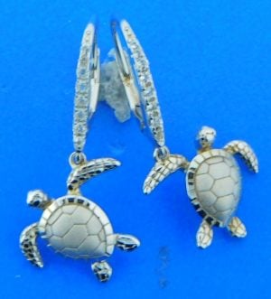 sterling silve sea turtle lever back earrings