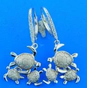 sterling silver sea turtle dangling earrings